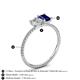 4 - Elyse 6.00 mm Cushion Shape Forever Brilliant Moissanite and 7x5 mm Emerald Shape Lab Created Blue Sapphire 2 Stone Duo Ring 