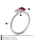 4 - Elyse 6.00 mm Cushion Shape Forever Brilliant Moissanite and 7x5 mm Emerald Shape Lab Created Ruby 2 Stone Duo Ring 