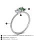4 - Elyse 6.00 mm Cushion Shape Forever Brilliant Moissanite and 7x5 mm Emerald Shape Lab Created Alexandrite 2 Stone Duo Ring 