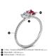 4 - Elyse 6.00 mm Cushion Shape Forever Brilliant Moissanite and 7x5 mm Emerald Shape Pink Tourmaline 2 Stone Duo Ring 