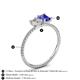 4 - Elyse 6.00 mm Cushion Shape Forever Brilliant Moissanite and 7x5 mm Emerald Shape Tanzanite 2 Stone Duo Ring 