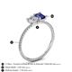4 - Elyse 6.00 mm Cushion Shape Forever Brilliant Moissanite and 7x5 mm Emerald Shape Iolite 2 Stone Duo Ring 