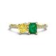 1 - Elyse 6.00 mm Cushion Shape Lab Created Yellow Sapphire and 7x5 mm Emerald Shape Lab Created Emerald 2 Stone Duo Ring 