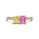 1 - Elyse 6.00 mm Cushion Shape Lab Created Yellow Sapphire and 7x5 mm Emerald Shape Lab Created Pink Sapphire 2 Stone Duo Ring 