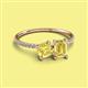 2 - Elyse 6.00 mm Cushion Shape and 7x5 mm Emerald Shape Lab Created Yellow Sapphire 2 Stone Duo Ring 