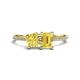 1 - Elyse 6.00 mm Cushion Shape and 7x5 mm Emerald Shape Lab Created Yellow Sapphire 2 Stone Duo Ring 