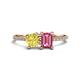 1 - Elyse 6.00 mm Cushion Shape Lab Created Yellow Sapphire and 7x5 mm Emerald Shape Pink Tourmaline 2 Stone Duo Ring 