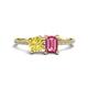 1 - Elyse 6.00 mm Cushion Shape Lab Created Yellow Sapphire and 7x5 mm Emerald Shape Pink Tourmaline 2 Stone Duo Ring 