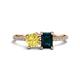 1 - Elyse 6.00 mm Cushion Shape Lab Created Yellow Sapphire and 7x5 mm Emerald Shape London Blue Topaz 2 Stone Duo Ring 
