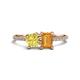 1 - Elyse 6.00 mm Cushion Shape Lab Created Yellow Sapphire and 7x5 mm Emerald Shape Citrine 2 Stone Duo Ring 