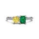 1 - Elyse 6.00 mm Cushion Shape Lab Created Yellow Sapphire and 7x5 mm Emerald Shape Lab Created Emerald 2 Stone Duo Ring 