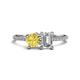 1 - Elyse 6.00 mm Cushion Shape Lab Created Yellow Sapphire and 7x5 mm Emerald Shape Forever Brilliant Moissanite 2 Stone Duo Ring 