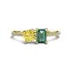 1 - Elyse 6.00 mm Cushion Shape Lab Created Yellow Sapphire and 7x5 mm Emerald Shape Lab Created Alexandrite 2 Stone Duo Ring 
