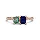 1 - Elyse 6.00 mm Cushion Shape Lab Created Alexandrite and 7x5 mm Emerald Shape Lab Created Blue Sapphire 2 Stone Duo Ring 