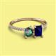2 - Elyse 6.00 mm Cushion Shape Lab Created Alexandrite and 7x5 mm Emerald Shape Lab Created Blue Sapphire 2 Stone Duo Ring 