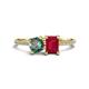 1 - Elyse 6.00 mm Cushion Shape Lab Created Alexandrite and 7x5 mm Emerald Shape Lab Created Ruby 2 Stone Duo Ring 