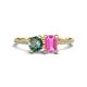 1 - Elyse 6.00 mm Cushion Shape Lab Created Alexandrite and 7x5 mm Emerald Shape Lab Created Pink Sapphire 2 Stone Duo Ring 