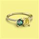 2 - Elyse 6.00 mm Cushion Shape Lab Created Alexandrite and 7x5 mm Emerald Shape Lab Created Yellow Sapphire 2 Stone Duo Ring 