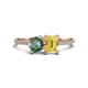 1 - Elyse 6.00 mm Cushion Shape Lab Created Alexandrite and 7x5 mm Emerald Shape Lab Created Yellow Sapphire 2 Stone Duo Ring 