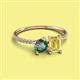 2 - Elyse 6.00 mm Cushion Shape Lab Created Alexandrite and 7x5 mm Emerald Shape Lab Created Yellow Sapphire 2 Stone Duo Ring 