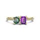 1 - Elyse 6.00 mm Cushion Shape Lab Created Alexandrite and 7x5 mm Emerald Shape Amethyst 2 Stone Duo Ring 