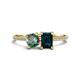 1 - Elyse 6.00 mm Cushion Shape Lab Created Alexandrite and 7x5 mm Emerald Shape London Blue Topaz 2 Stone Duo Ring 