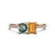 1 - Elyse 6.00 mm Cushion Shape Lab Created Alexandrite and 7x5 mm Emerald Shape Citrine 2 Stone Duo Ring 