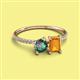 2 - Elyse 6.00 mm Cushion Shape Lab Created Alexandrite and 7x5 mm Emerald Shape Citrine 2 Stone Duo Ring 