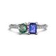 1 - Elyse 6.00 mm Cushion Shape Lab Created Alexandrite and 7x5 mm Emerald Shape Iolite 2 Stone Duo Ring 