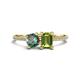 1 - Elyse 6.00 mm Cushion Shape Lab Created Alexandrite and 7x5 mm Emerald Shape Peridot 2 Stone Duo Ring 
