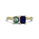 1 - Elyse 6.00 mm Cushion Shape Lab Created Alexandrite and 7x5 mm Emerald Shape Lab Created Blue Sapphire 2 Stone Duo Ring 