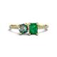 1 - Elyse 6.00 mm Cushion Shape Lab Created Alexandrite and 7x5 mm Emerald Shape Lab Created Emerald 2 Stone Duo Ring 