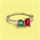 2 - Elyse 6.00 mm Cushion Shape Lab Created Alexandrite and 7x5 mm Emerald Shape Lab Created Ruby 2 Stone Duo Ring 