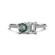 1 - Elyse 6.00 mm Cushion Shape Lab Created Alexandrite and GIA Certified 7x5 mm Emerald Shape Diamond 2 Stone Duo Ring 