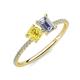 3 - Elyse 6.00 mm Cushion Shape Lab Created Yellow Sapphire and 7x5 mm Emerald Shape Forever Brilliant Moissanite 2 Stone Duo Ring 