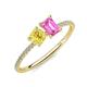 3 - Elyse 6.00 mm Cushion Shape Lab Created Yellow Sapphire and 7x5 mm Emerald Shape Lab Created Pink Sapphire 2 Stone Duo Ring 