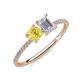 3 - Elyse 6.00 mm Cushion Shape Lab Created Yellow Sapphire and 7x5 mm Emerald Shape White Sapphire 2 Stone Duo Ring 