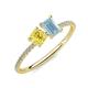 3 - Elyse 6.00 mm Cushion Shape Lab Created Yellow Sapphire and 7x5 mm Emerald Shape Aquamarine 2 Stone Duo Ring 