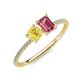 3 - Elyse 6.00 mm Cushion Shape Lab Created Yellow Sapphire and 7x5 mm Emerald Shape Pink Tourmaline 2 Stone Duo Ring 