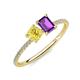 3 - Elyse 6.00 mm Cushion Shape Lab Created Yellow Sapphire and 7x5 mm Emerald Shape Amethyst 2 Stone Duo Ring 