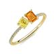 3 - Elyse 6.00 mm Cushion Shape Lab Created Yellow Sapphire and 7x5 mm Emerald Shape Citrine 2 Stone Duo Ring 