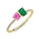 3 - Elyse 6.00 mm Cushion Shape Lab Created Pink Sapphire and 7x5 mm Emerald Shape Lab Created Emerald 2 Stone Duo Ring 