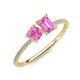 3 - Elyse 6.00 mm Cushion Shape and 7x5 mm Emerald Shape Lab Created Pink Sapphire 2 Stone Duo Ring 