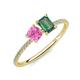 3 - Elyse 6.00 mm Cushion Shape Lab Created Pink Sapphire and 7x5 mm Emerald Shape Lab Created Alexandrite 2 Stone Duo Ring 