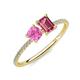 3 - Elyse 6.00 mm Cushion Shape Lab Created Pink Sapphire and 7x5 mm Emerald Shape Pink Tourmaline 2 Stone Duo Ring 