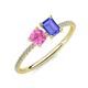 3 - Elyse 6.00 mm Cushion Shape Lab Created Pink Sapphire and 7x5 mm Emerald Shape Tanzanite 2 Stone Duo Ring 
