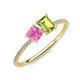 3 - Elyse 6.00 mm Cushion Shape Lab Created Pink Sapphire and 7x5 mm Emerald Shape Peridot 2 Stone Duo Ring 