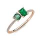 3 - Elyse 6.00 mm Cushion Shape Lab Created Alexandrite and 7x5 mm Emerald Shape Lab Created Emerald 2 Stone Duo Ring 