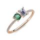 3 - Elyse 6.00 mm Cushion Shape Lab Created Alexandrite and 7x5 mm Emerald Shape Forever Brilliant Moissanite 2 Stone Duo Ring 