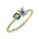 3 - Elyse 6.00 mm Cushion Shape Lab Created Alexandrite and 7x5 mm Emerald Shape Forever One Moissanite 2 Stone Duo Ring 